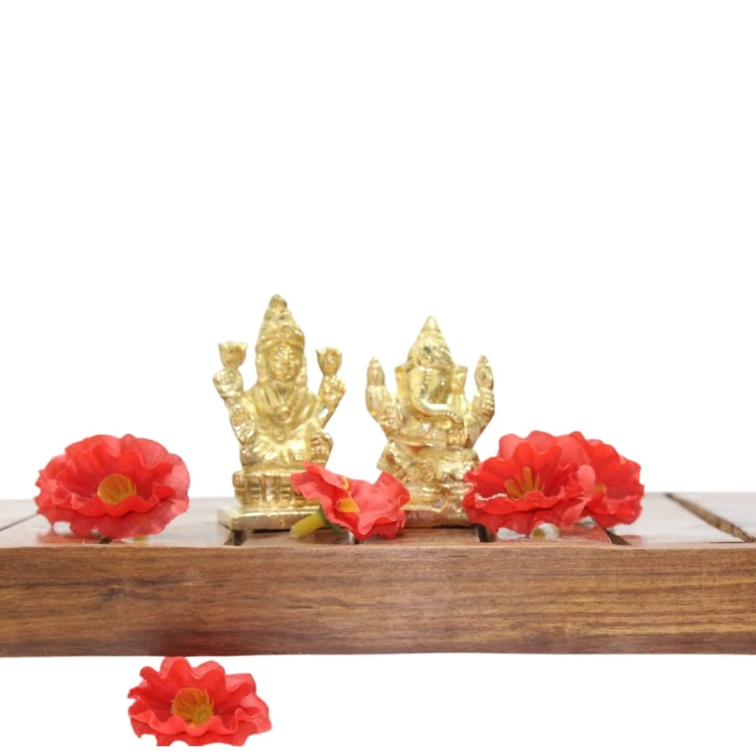 Mirakii Brass Lakshmi And Ganesha Idol For Diwali, Housewarming, Wedding Or Birthday Gift